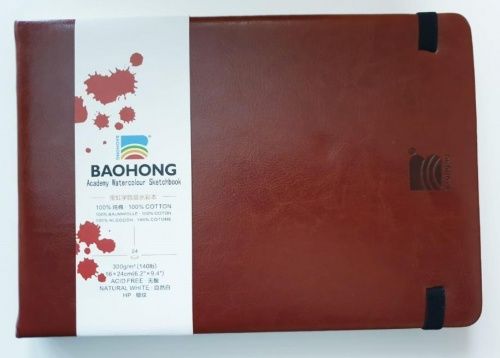 BAOHONG, Скетчбук (24 листа), хлопок, 300 гр/м.кв, Мелкозернистая 160x240мм